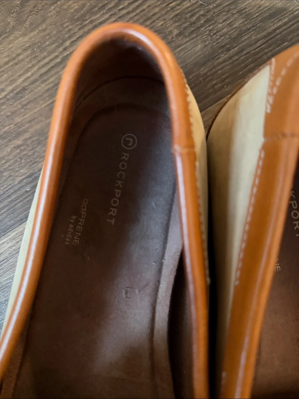 Rockport Men’s Two-Tone Tan and Brown Leather Slip-Ons size 12